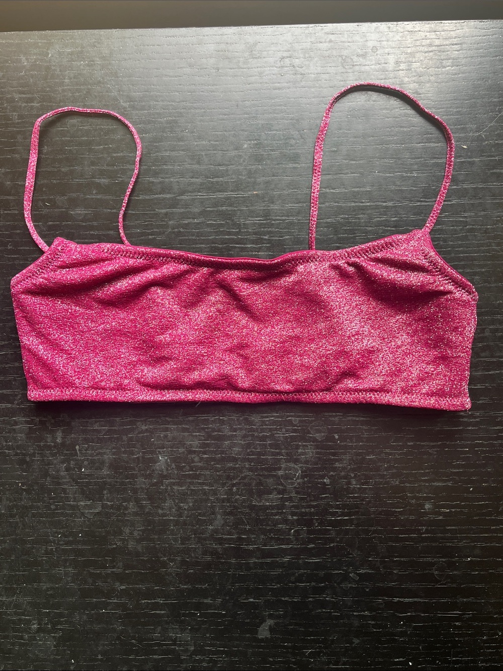 Triangl Shimmer Mica Bikini Top in Burgundy